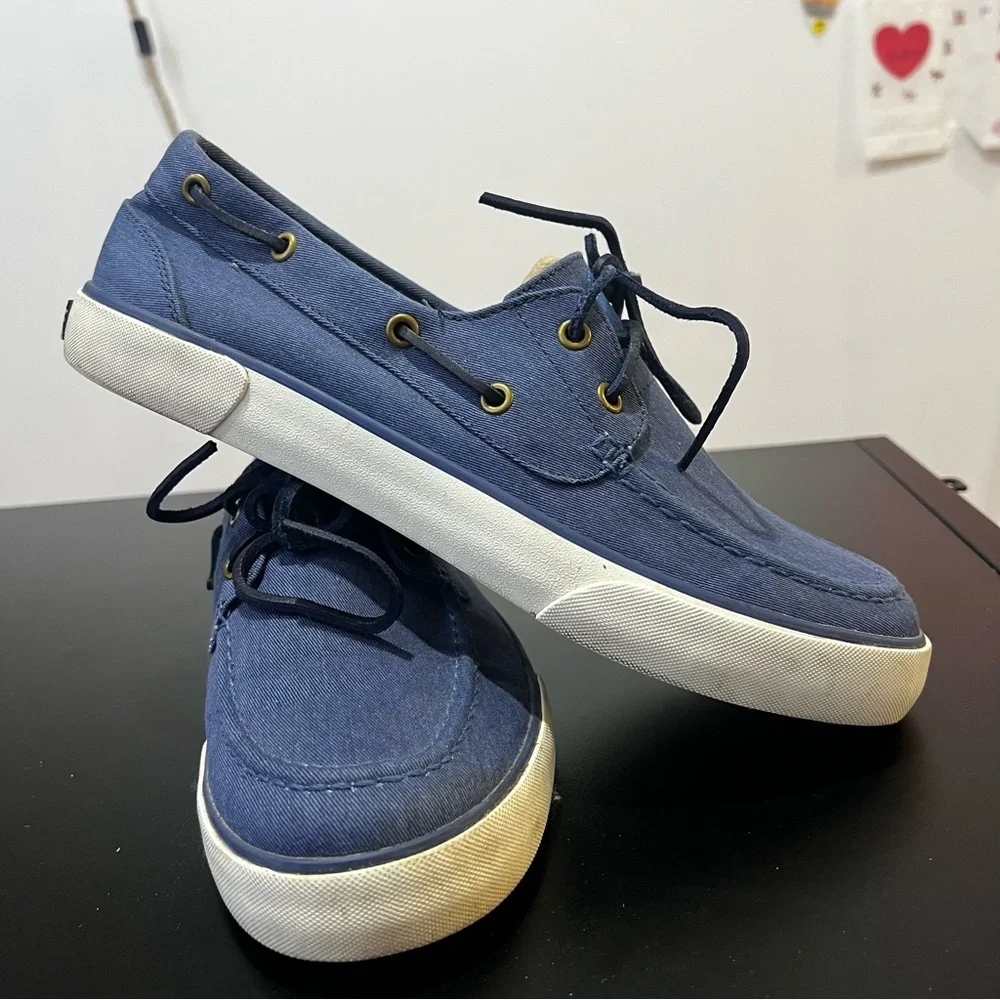 Polo by Ralph Lauren Men's Blue Boat Shoes Twill Denim 10D